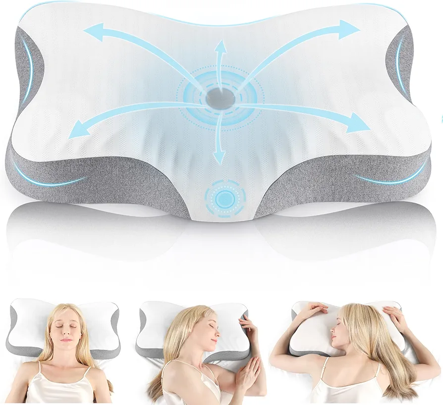 Pillow for Neck Pain Relief, Cervical Neck Pillow, Ergonomic Contour Memory Foam Pillow with Cooling Pillowcase, Orthopedic Neck Support Pillow for Side, Back, and Stomach Sleepers(White)