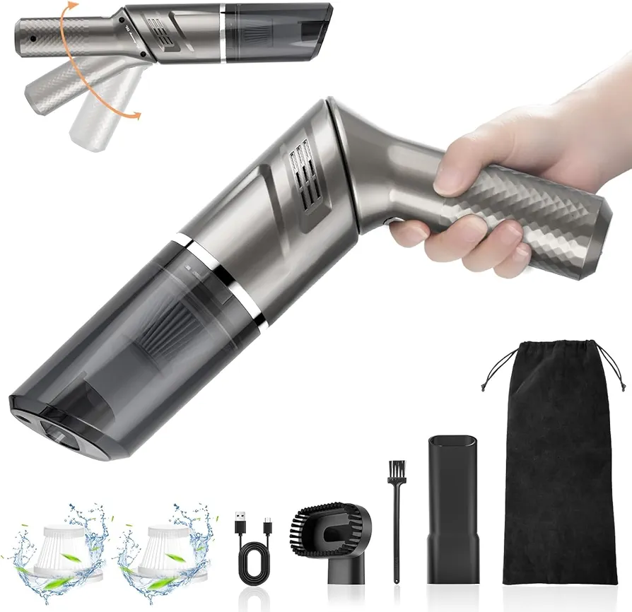 Car Vacuum, Handheld Vacuum Cordless 120W/12KPa Strong Suction Portable Hand Vacuum Cordless Rechargeable,Powerful Wireless Car Vacuum Cleaner for Car Hair Hardwood Floor Home Office